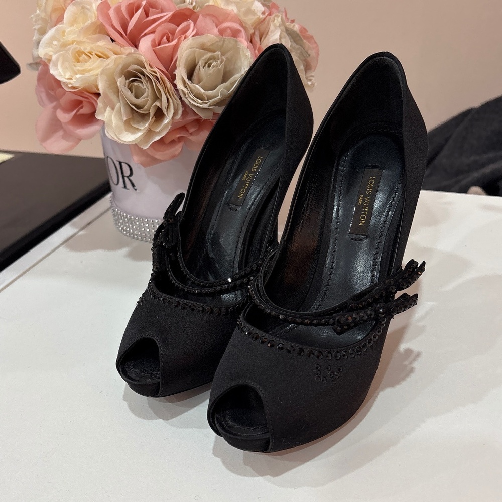LV satin heels